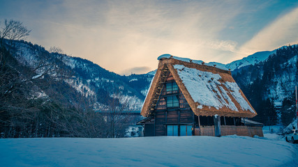 Cottage House In Winter Scenery