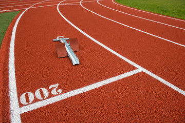 Starting block on the race track