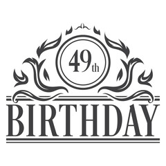 49th Birthday celebration vintage vector
