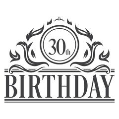 30th Birthday celebration vintage vector