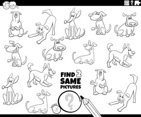find two same dogs game color book page