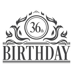 36th Birthday celebration vintage vector