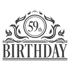 59th Birthday celebration vintage vector