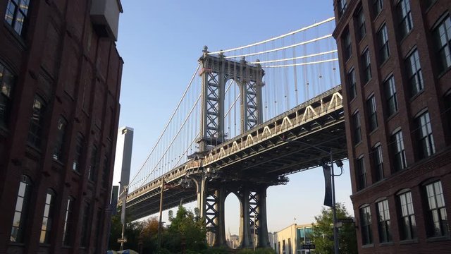 Manhattan Bridge from Dumbo Brooklyn in New York in 4K Slow motion 60fps