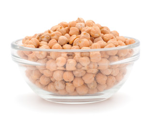 Chickpeas in glass bowl.