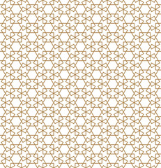 Seamless arabic geometric ornament in brown color.Average thickness lines.