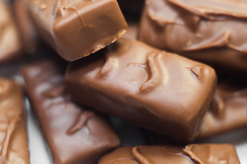 Chocolate bars. Unhealthy high-calorie diet
