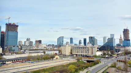 Fototapeta na wymiar Aerial view of modern skyscrapers and buildings of the city.