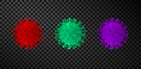 Colored vibrant virus icons. Circle virus icons. Vector illustration.