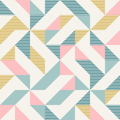 Abstract geometry in retro colors, diamond shapes geo pattern - obrazy, fototapety, plakaty