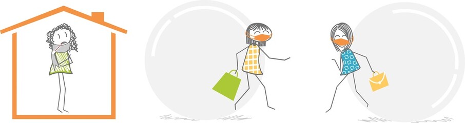 Illustration of a deconfinement of healthy and sick people