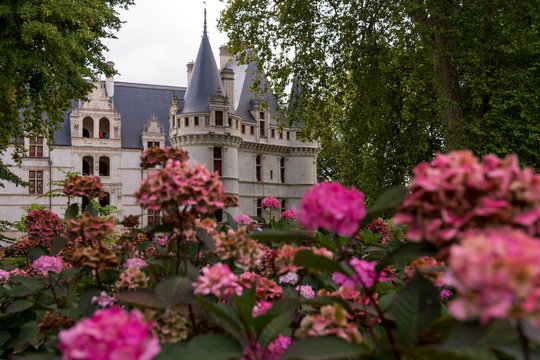 External view of Azay-le-Rideau castle in the Loire Valley, France (Europe)