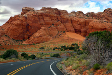 Highway Around Rock Wall