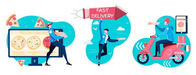 Pizza Delivery Compositions Flat Set