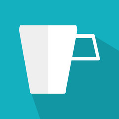 Tea cup icon flat. Vector illustration symbol with background