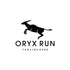 Oryx logo vector design. Awesome a oryx arabian logo. A oryx animal logotype.