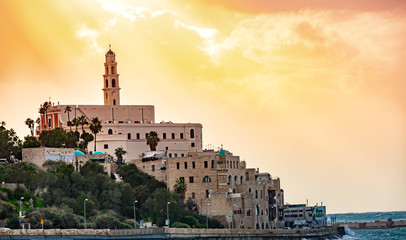 Old town of Yafo, Tel Aviv, Israel, on sunset