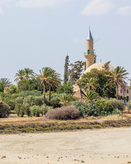 Larnaka Hala Sultan Tekke and dried out salt lake in Cyprus