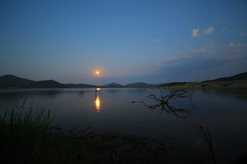 Night landscape of wild area in Pilanesberg National Park, South Africa 