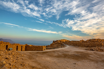 sunrise over ancient Masada fortress in Israel