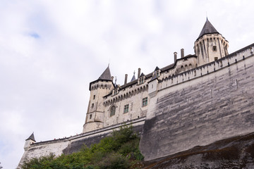 Fototapeta premium Exterior view of the beautiful city of Saumur with its castle in the Loire Valley, France (Europe)