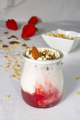 Yogurt and muesli whit strawberries.