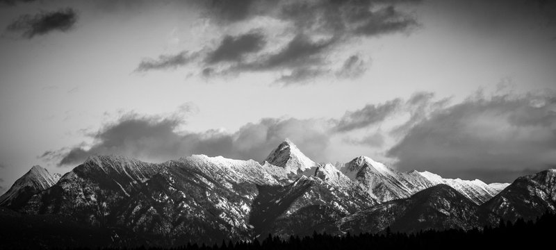 Fisher Peak in British Columbia b&w