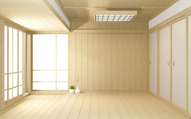 Empty big room Japanese tropical style. 3D rendering