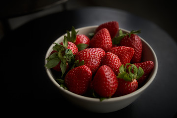 Organic strawberries in a bowl