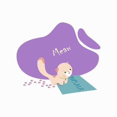 Funny little kitten. Flat cartoon style illustration.