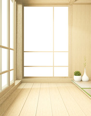 Fototapeta na wymiar Empty big room Japanese tropical style. 3D rendering