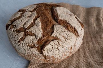 Homemade Freshly Baked Country Bread made from wheat and whole grain flour