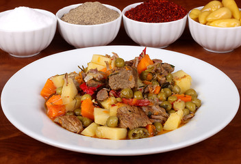 perfect turkish food forest patties on spicy plate on wooden table