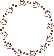 コーヒーとコーヒー豆丸フレーム