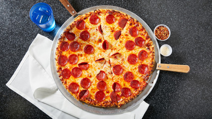 A classic and delicious whole pepperoni pizza