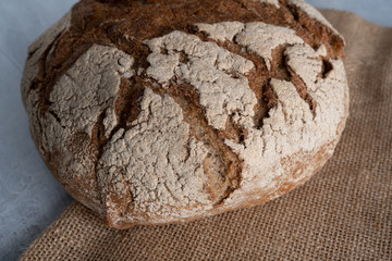 Homemade Freshly Baked Country Bread made from wheat and whole grain flour