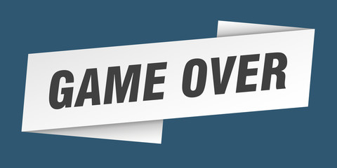 game over banner template. game over ribbon label sign