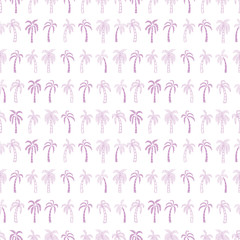 Vector pretty violet textured tropical coconut trees horizontal seamless pattern background