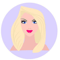 Face of a blonde girl with blue eyes. Vector. Icon for instagram story.