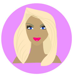 Face of a blonde girl with blue eyes. Vector. Icon for instagram story.