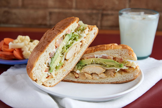Traditional Mexican style chicken torta