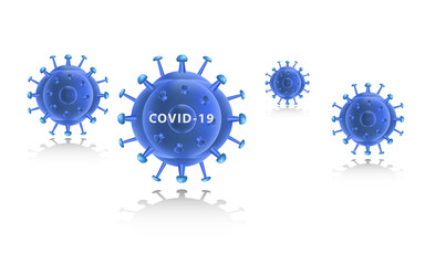 Coronavirus 2019-ncov. Illustration corona virus color blue of floating china pathogen respiratory influenza virus cells. Illustration vector in eps10.