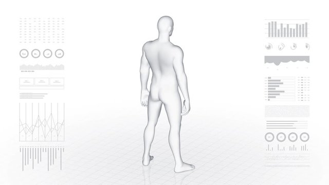 Man with pathology. 3d body of boy. Male human figure.
