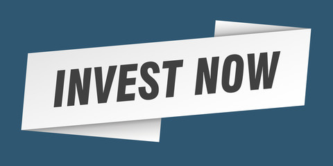 invest now banner template. invest now ribbon label sign