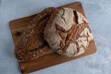 Homemade Freshly Baked Country Bread made from wheat and whole grain flour