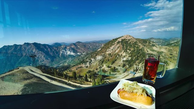 Bratwurst and a Beer on a Mountain