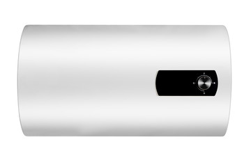 Electric water heater on white background