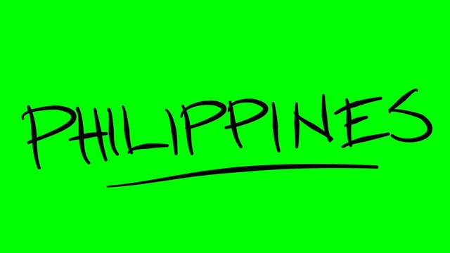 Philippines drawing text on green background