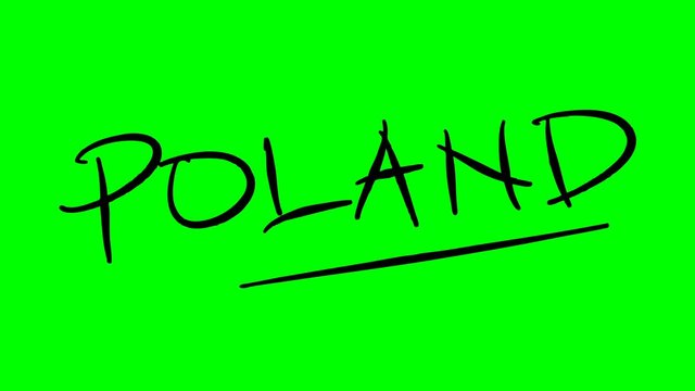 Poland drawing text on green background