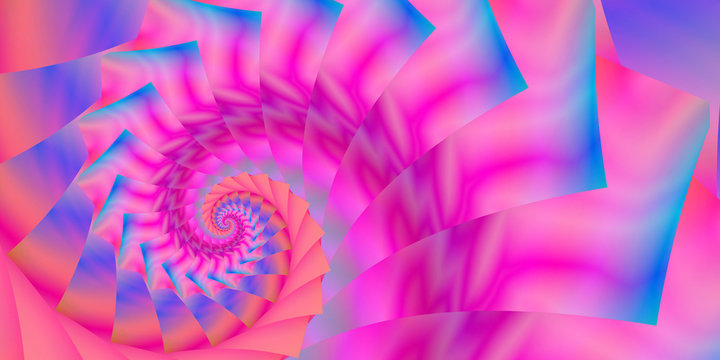 intense pink orange purple blue spirals reminiscent of a chambered nautilus seashell